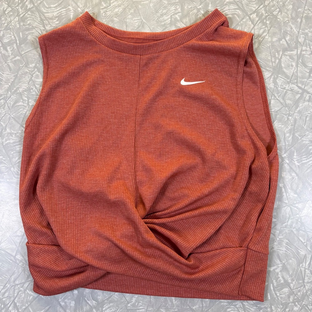 Nike Dri-FIT Women Medium Burnt Orange Ribbed Twist Front Sleeveless Crop Top